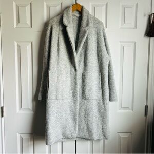 Vince oversized gray marino wool melange brushed knit lagenlook cardigan